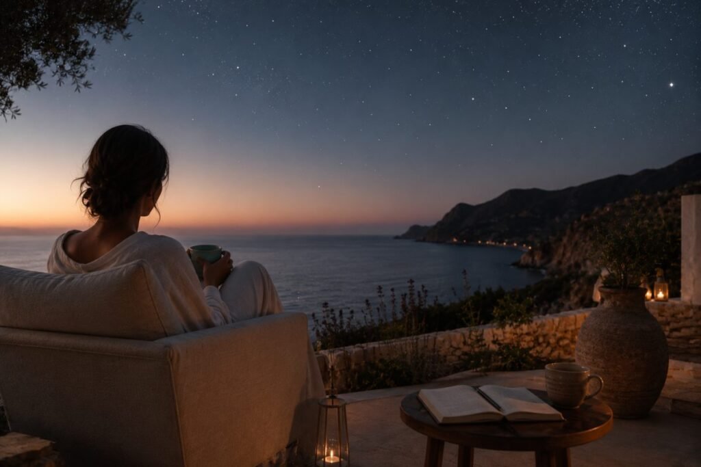 Persona osserva il cielo estivo al tramonto mentre riflette sulle decisioni da prendere nel mese di luglio 2026.