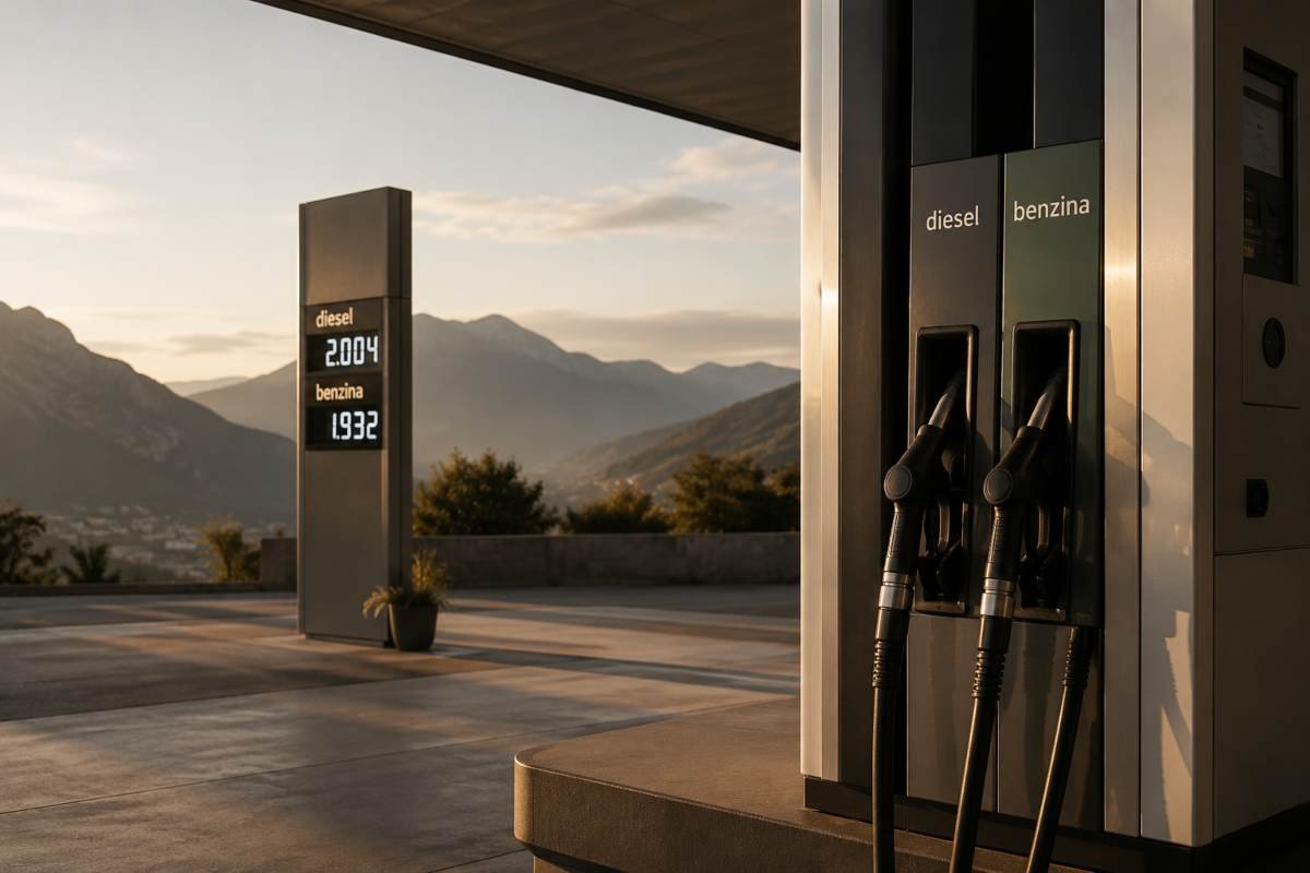 Primo piano di una pistola del carburante durante un rifornimento con i prezzi di benzina e diesel in aumento.
