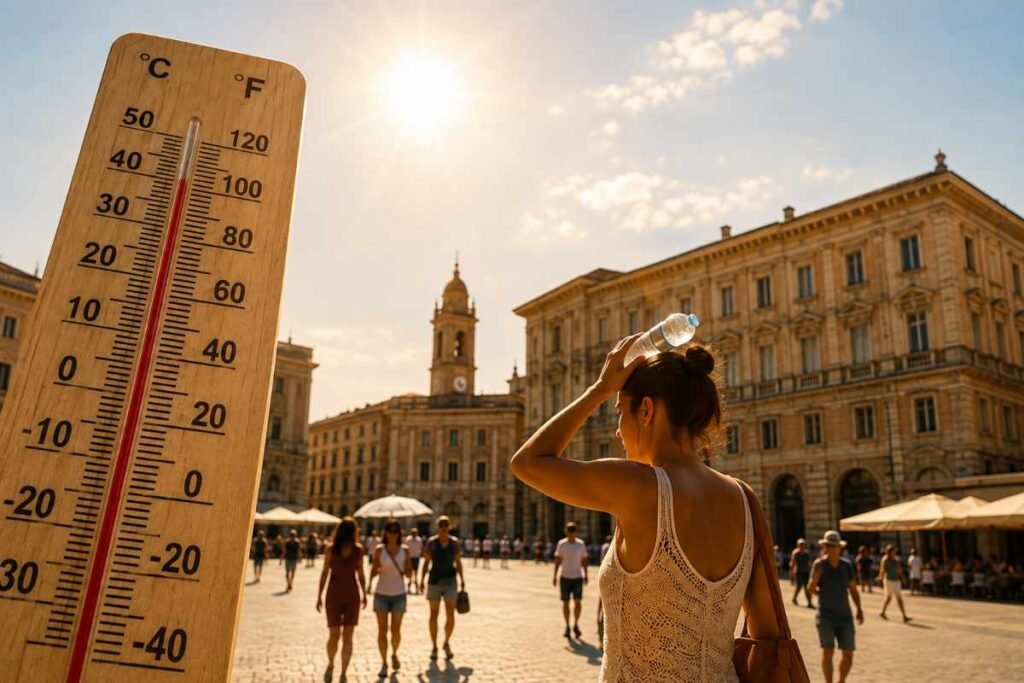 Termometro che segna temperature elevate durante periodo di caldo eccessivo in Italia