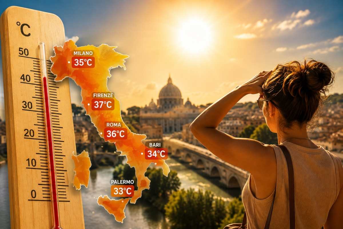 Caldo in Italia ad agosto 2026 con temperature elevate in diverse città