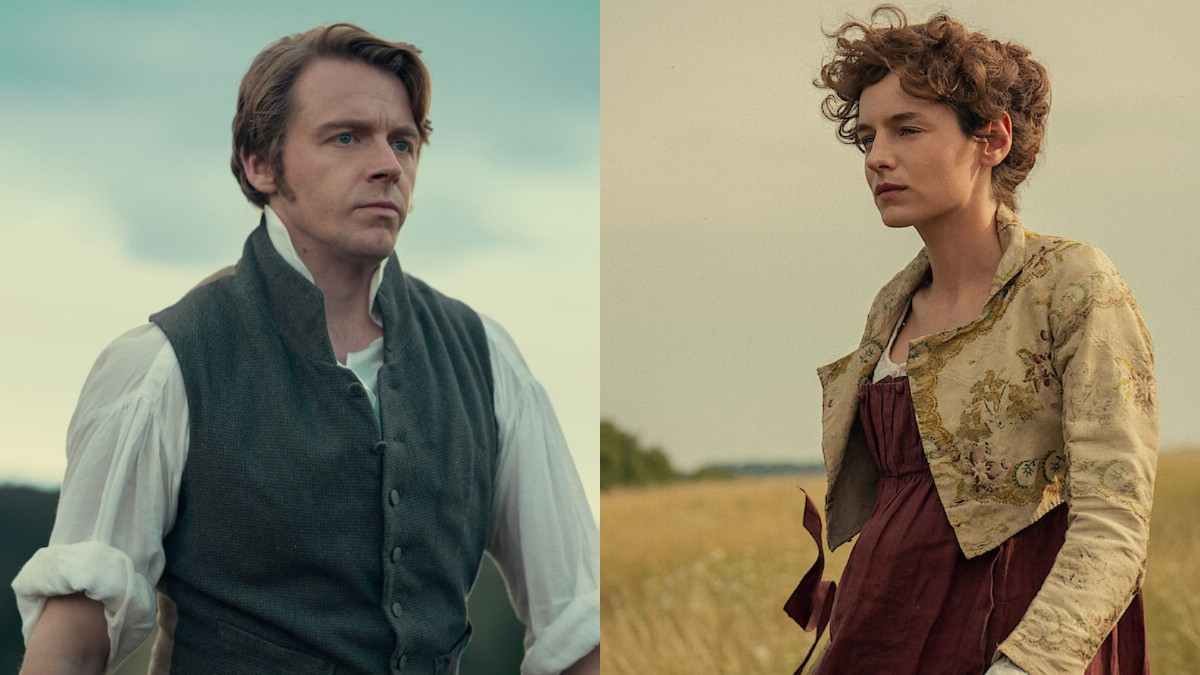 Jack Lowden nei panni di Mr Darcy ed Emma Corrin come Elizabeth Bennet affiancati nelle foto ufficiali di Orgoglio e Pregiudizio Netflix