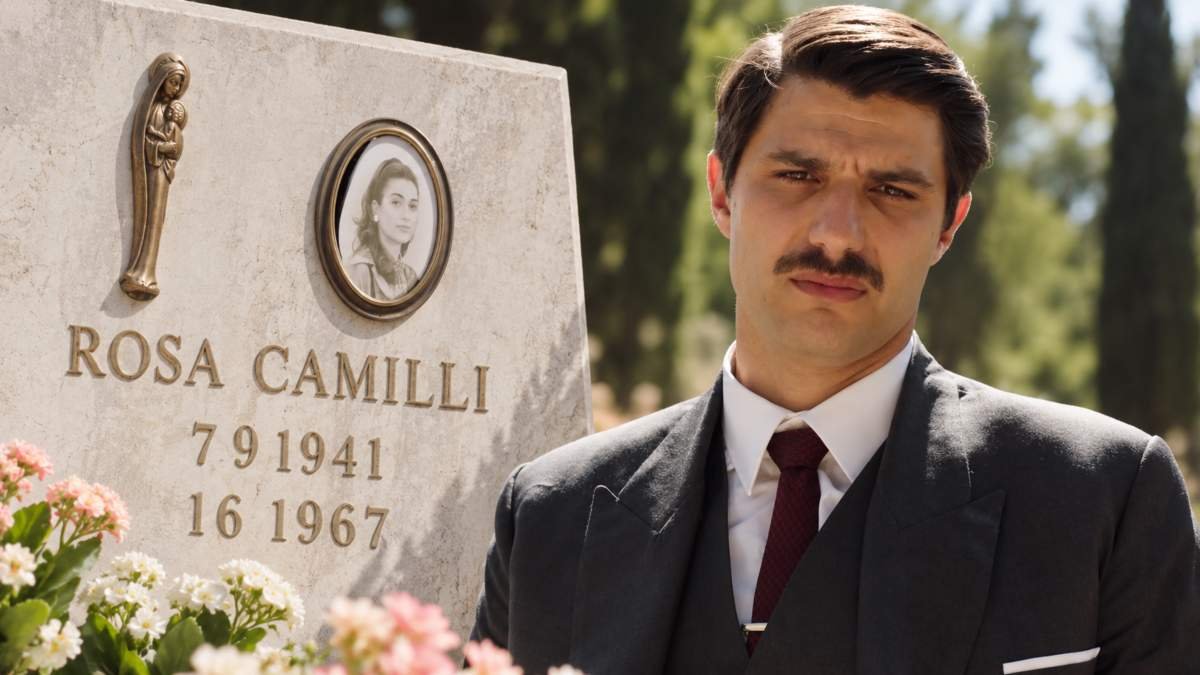 Marcello davanti alla tomba di Rosa ne Il Paradiso delle Signore 11