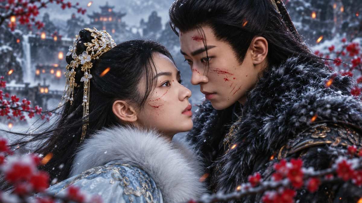 Legend of the Female General drama cinese protagonisti sguardi intensi tra la neve e abiti storici